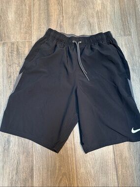 Nike Black Men's Performance Athletic Shorts with Gray Drawstring